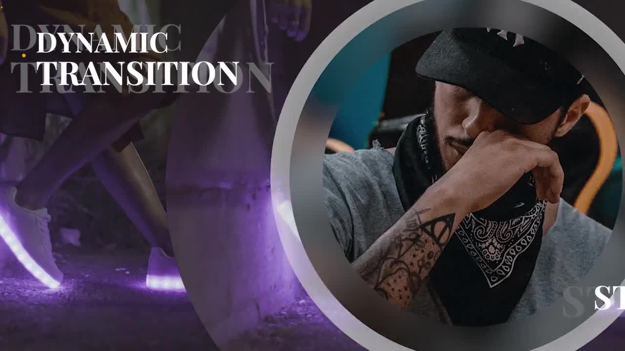 干净的文本动画和平滑的圆形过渡幻灯片素材库精选pr模板