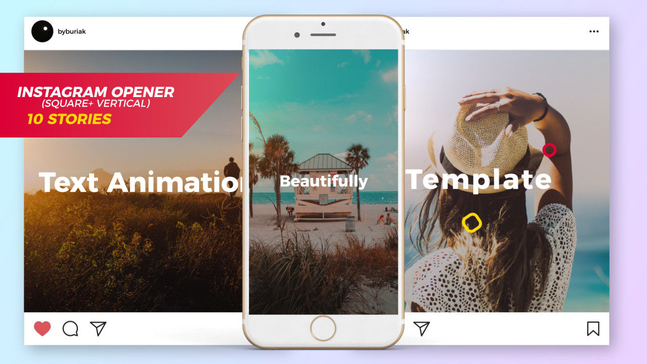 夏季Instagram开场白和故事素材库精选AE模板