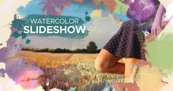 假期旅行水彩视差幻灯片视频素材库精选AE模板 Watercolor Parallax Slideshow