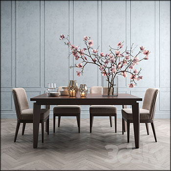 可伸缩餐桌和餐椅梅花装饰品组合素材之家精选3D模型