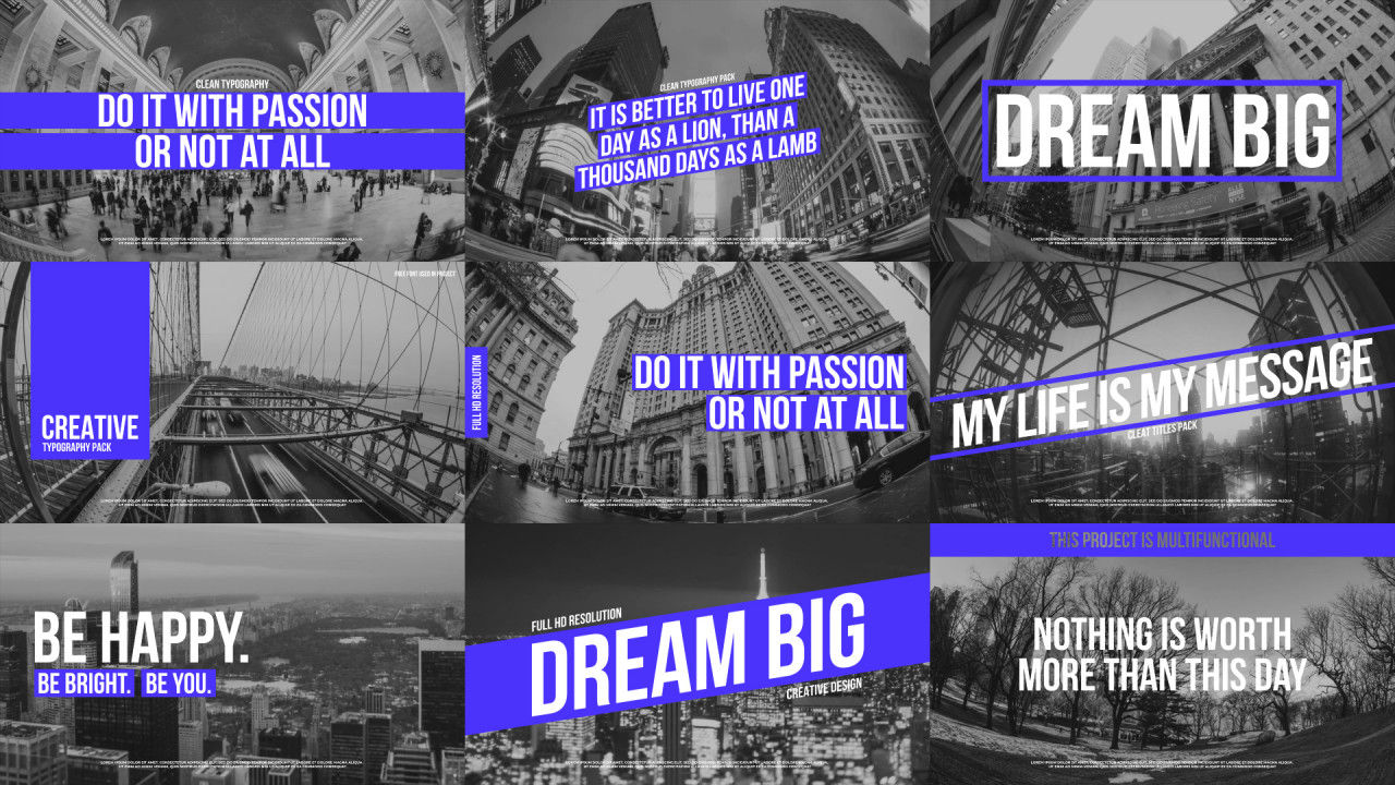 9个动态全屏标题动画排版工具素材库精选pr模板