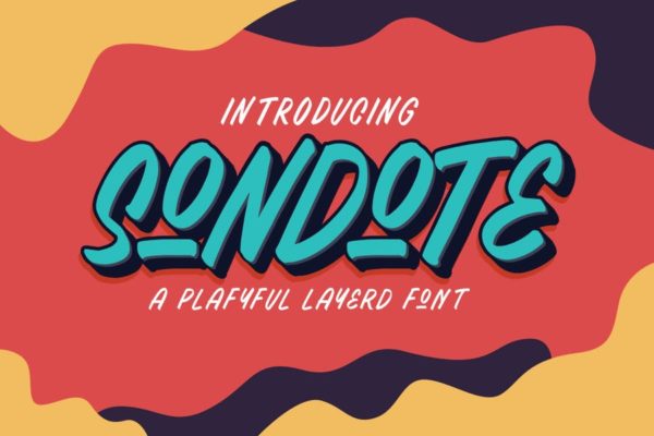手工制作英文绘画设计字体 Sondote Playful Extrude font