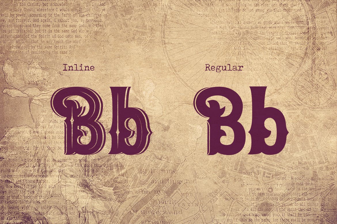 复古印刷排版风格英文衬线字体素材库精选 Oracle – Authentic Vintage Inline Font插图(2)