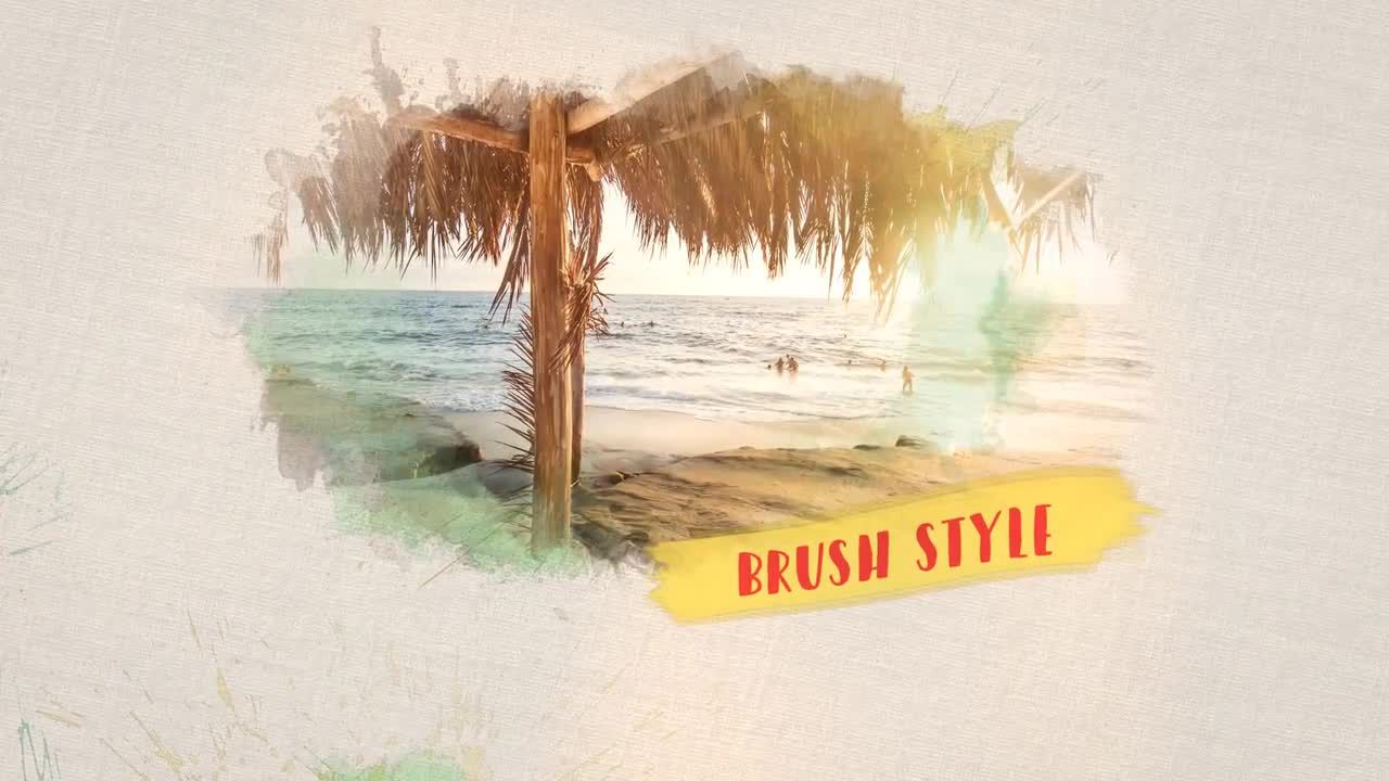 动画水彩画笔遮罩效果图片开场视频展示素材库精选AE模板