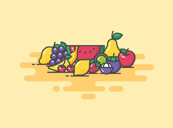 12枚常见水果矢量彩色素材库精选图标 12 Colored Fruit Icons – Illustrator &amp; Sketch
