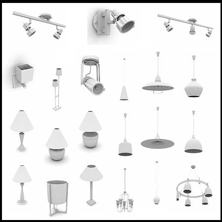 115个台灯壁灯吊灯等素材之家精选3D模型（白模）