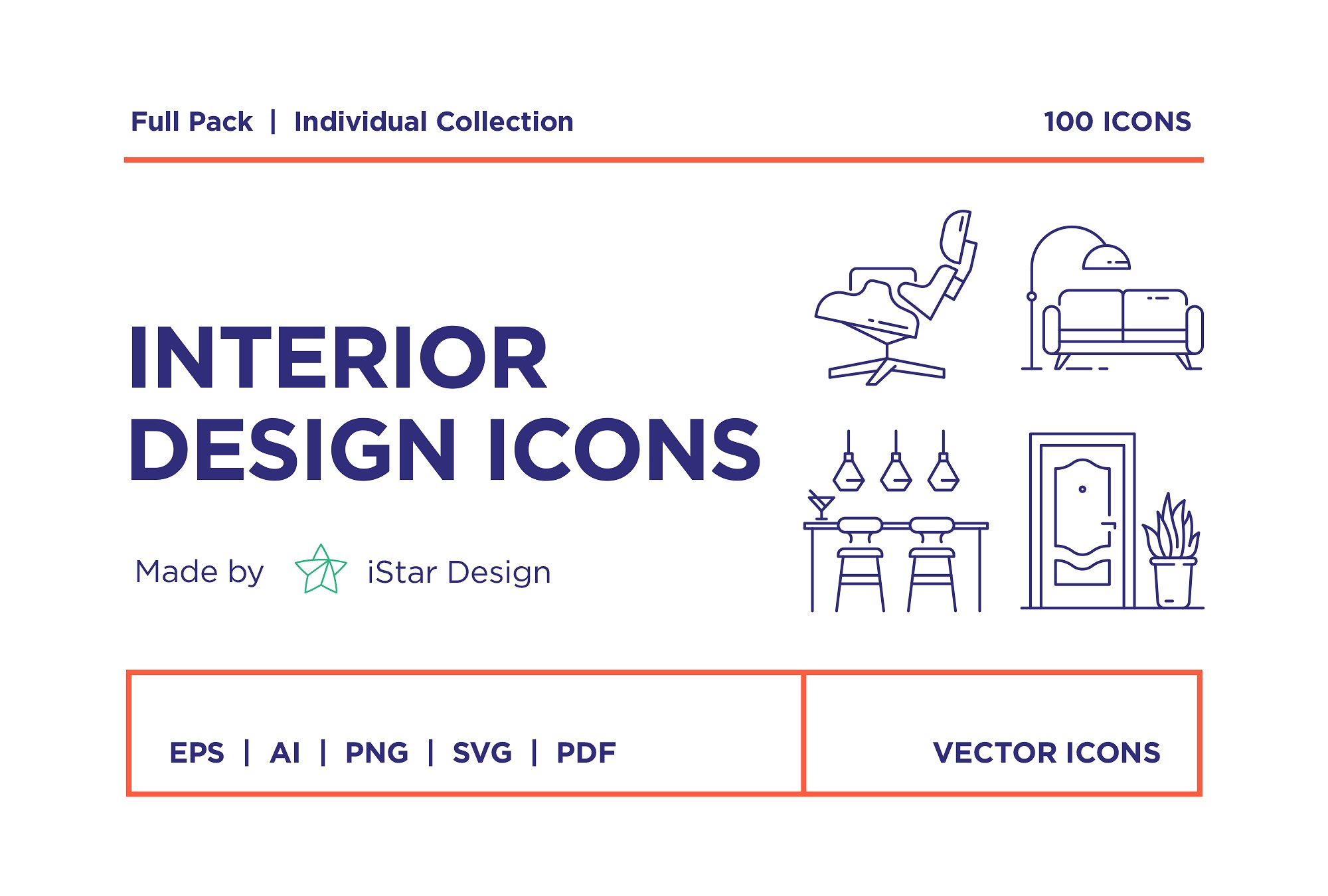 100个独特的室内设计类线形图标合辑下载[ai,eps,pdf,svg]插图