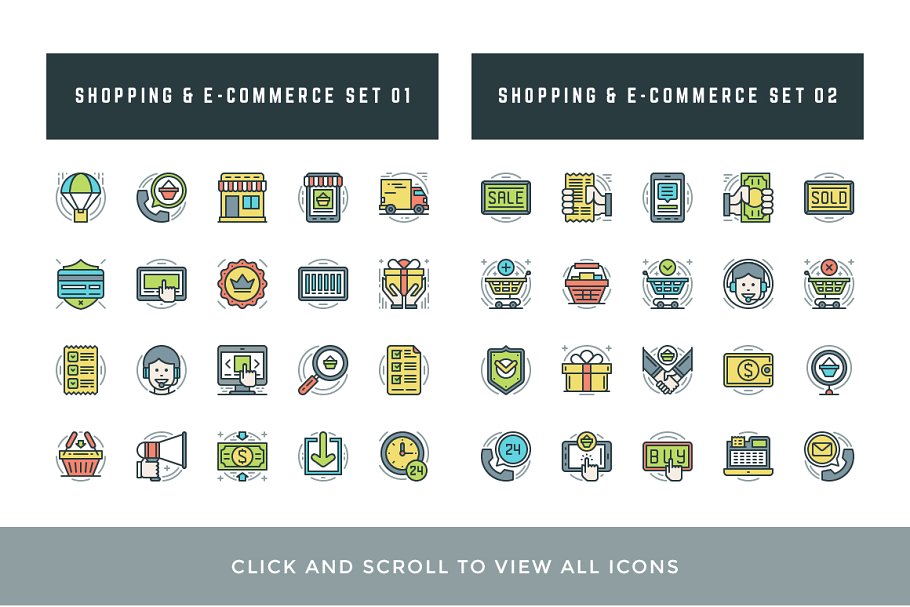 多彩扁平风线条图标 Colorful Flat Line Icons插图(4)