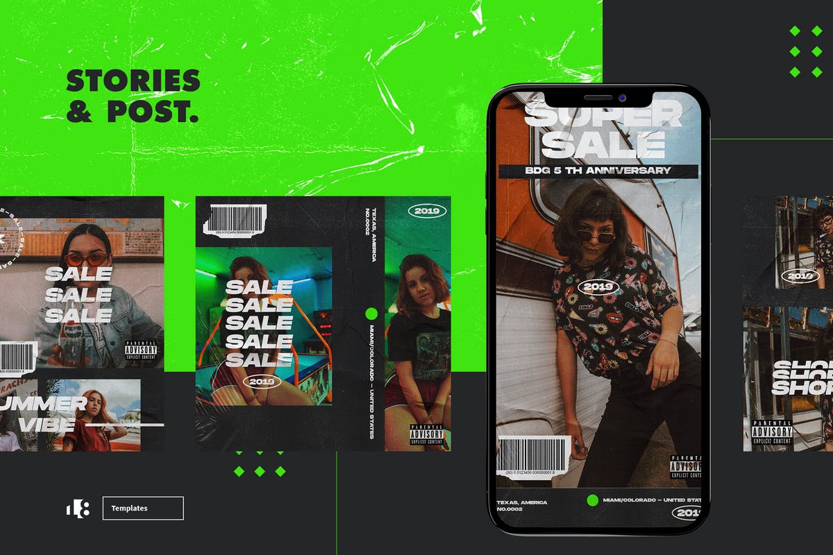 海报张贴效果风格Instagram社交设计模板素材库精选素材 Instagram Template插图(4)