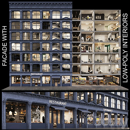20个住宅和公共低多边形室内装饰建筑素材之家精选3D模型