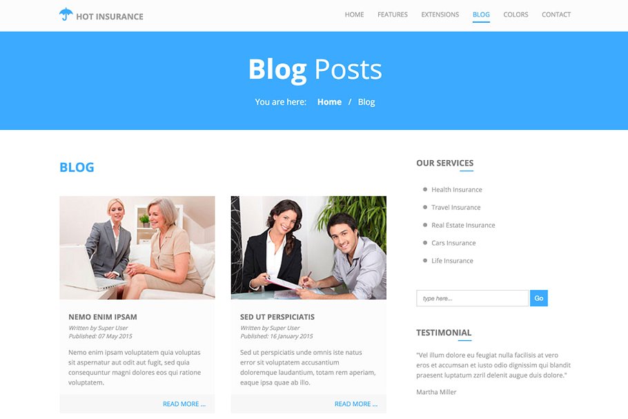 保险销售业务网站Joomla模板素材库精选 Hot Insurance插图(9)
