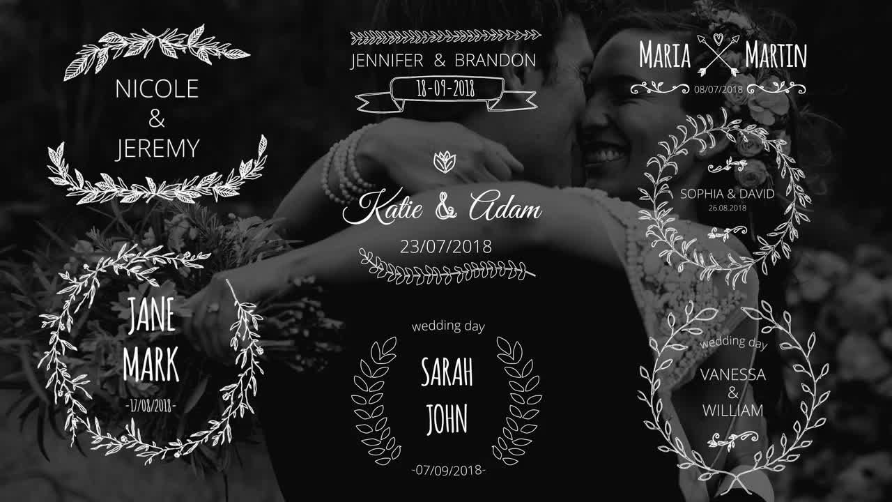 8个浪漫婚礼日期标题素材库精选AE模板