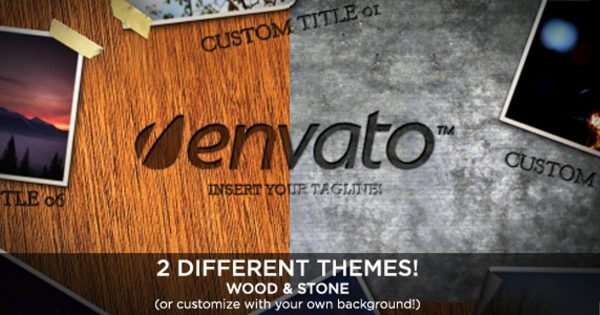 木纹&amp;石头背景纹理照片墙AE视频模板 Collage