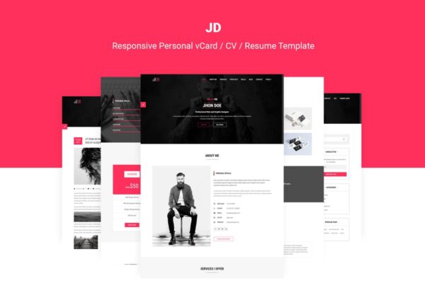 个人电子简历网站模板素材库精选 JD | Personal vCard / CV / Resume Template