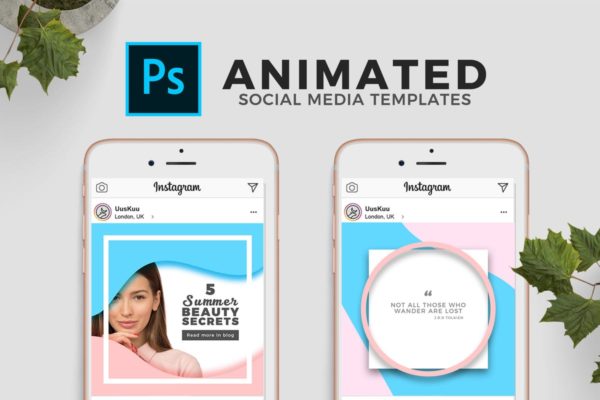 社交媒体动画贴图PSD模板素材库精选 Animated Social Media Templates for Photoshop