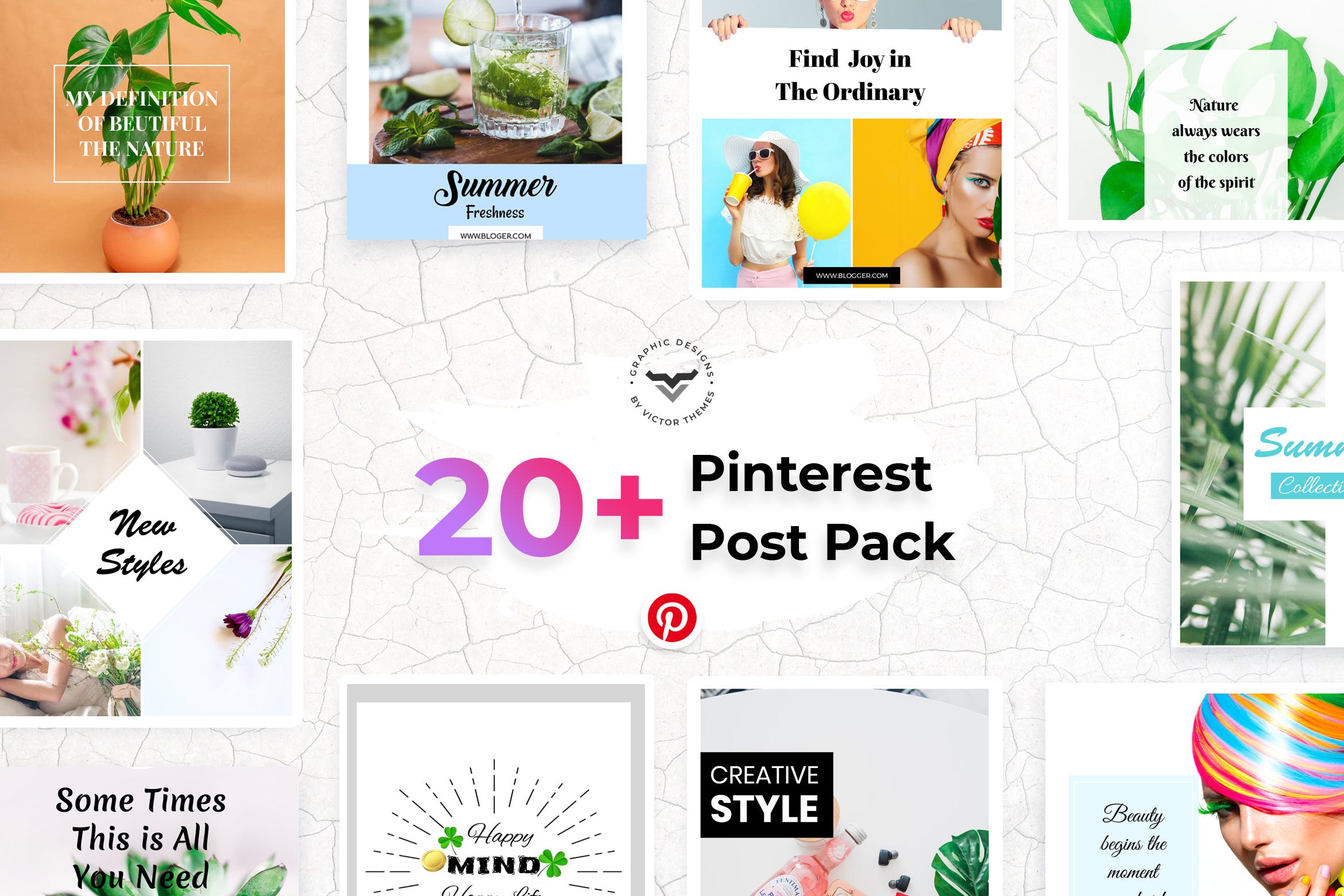 20+Pinterest社交网站文章配图设计模板素材库精选 Pinterest Social Media Templates插图