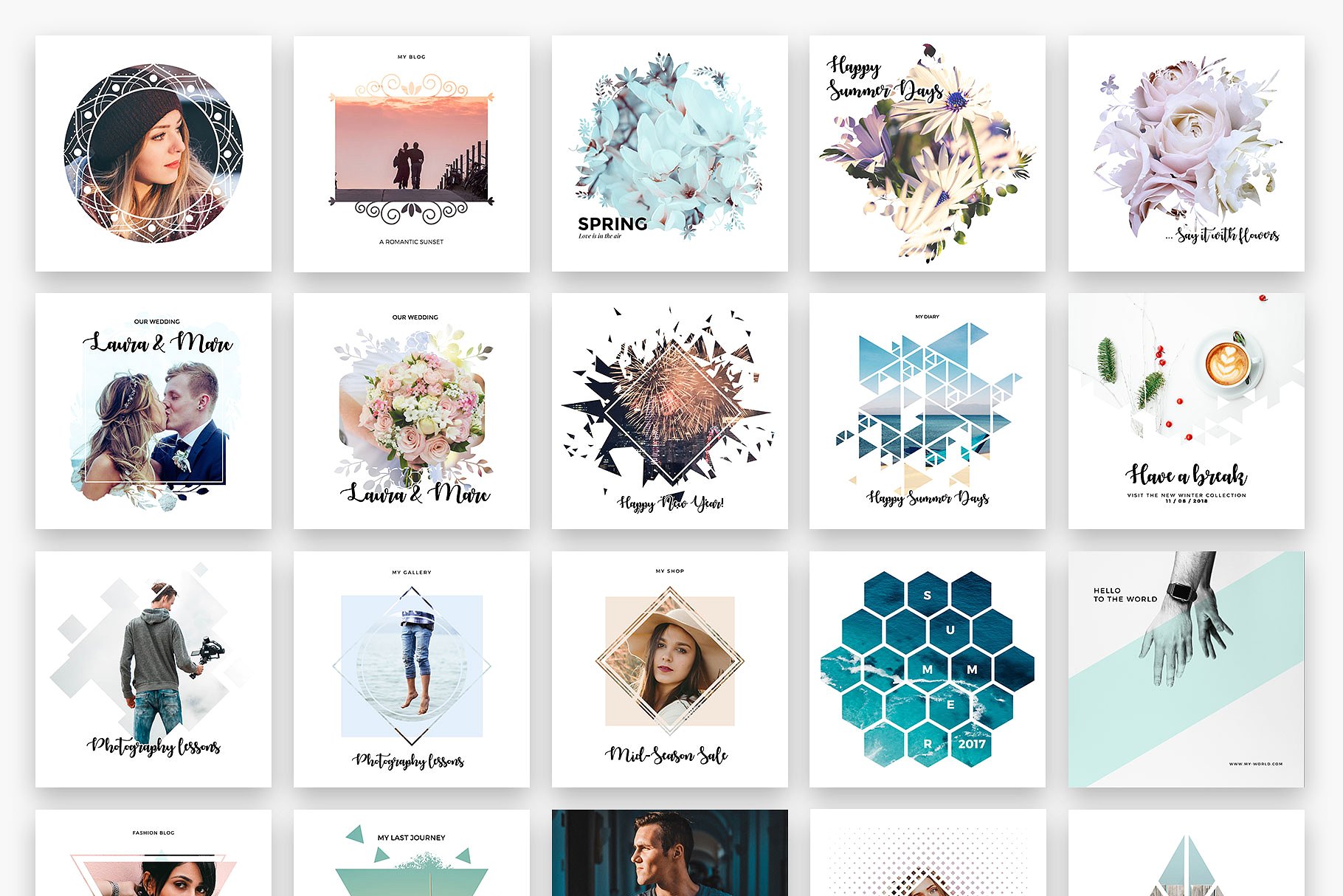 Instagram 社交媒体贴图模板素材库精选合集 Vector Masks for Instagram + Bonus插图(3)