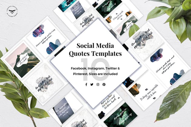 社交媒体引语祝福语Banner模板素材库精选v2 Social Media Quotes Trendy Templates插图(1)