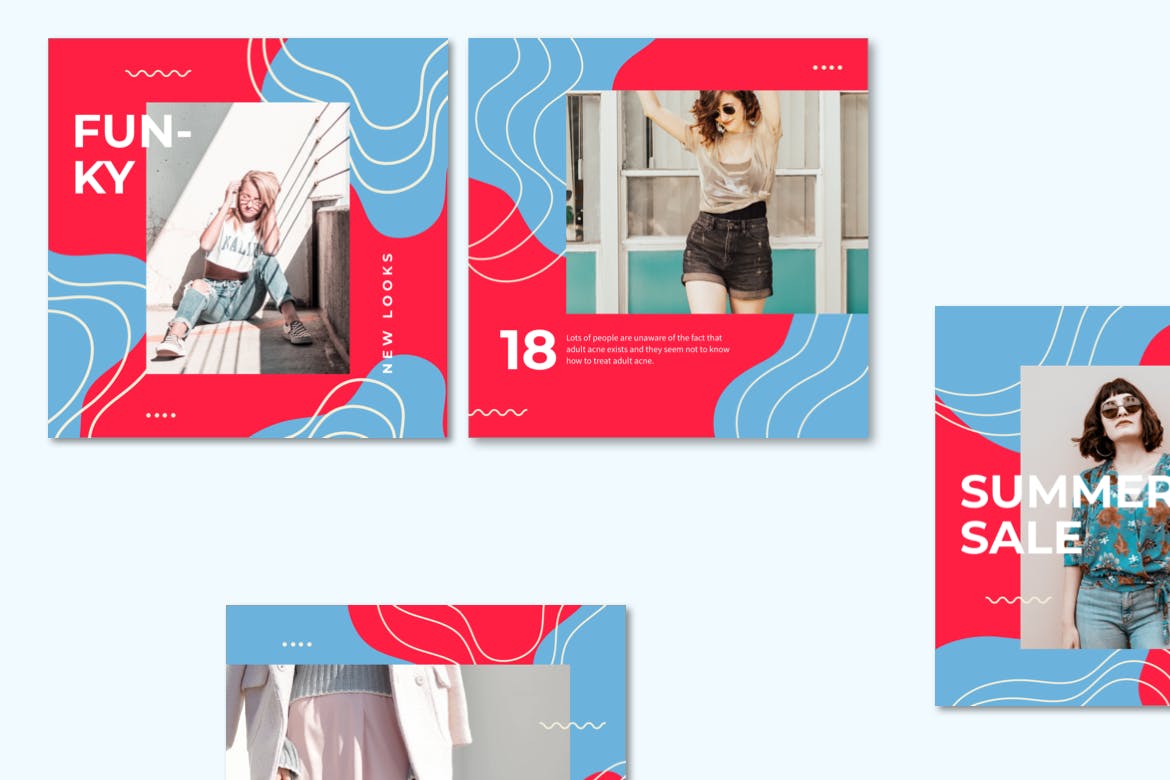 孟菲斯设计风格Instagram社交媒体设计素材包 Instagram Post Templates插图(2)