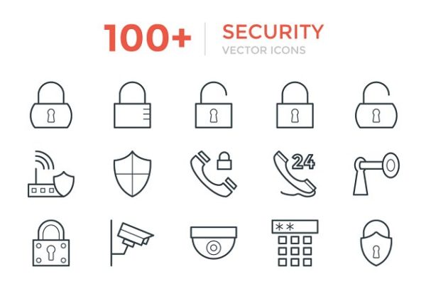 100+信息数据安全处理矢量图标 100+ Security Vector Icons