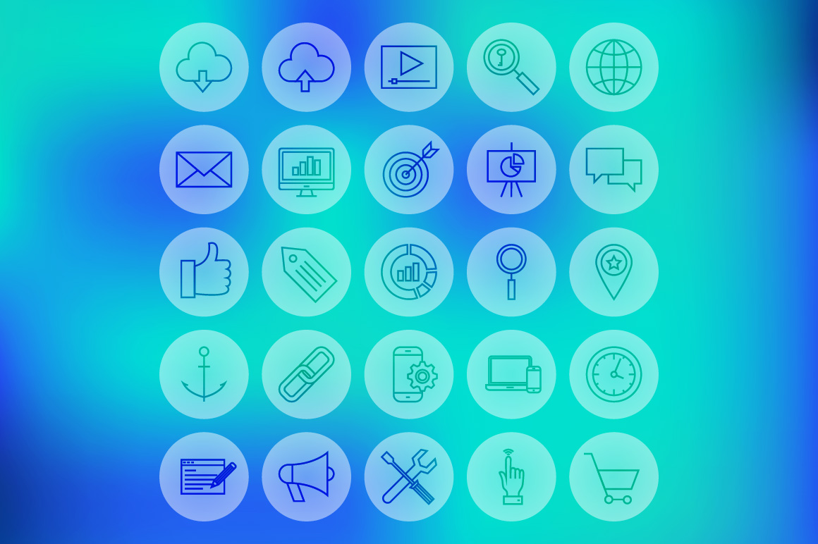 SEO&网页开发主题图标集 SEO Line Art Icons插图(2)