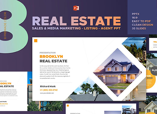极简主义介绍房地产行业的ppt模板下载Real Estate- Powerpoint Template[pptx]