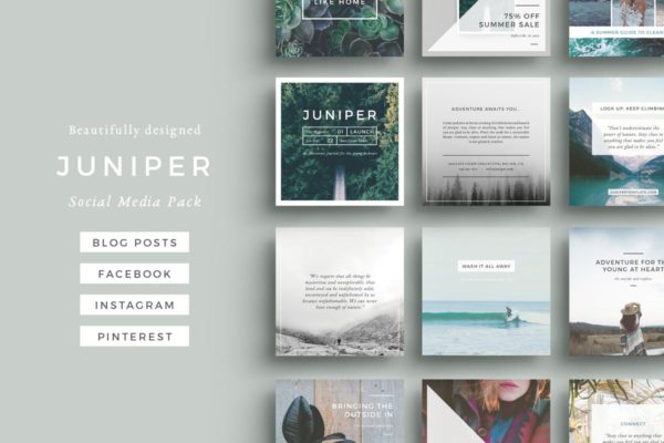 社交媒体Banner＆贴图＆版式设计模板素材库精选合集 J U N I P E R Social Media BUNDLE