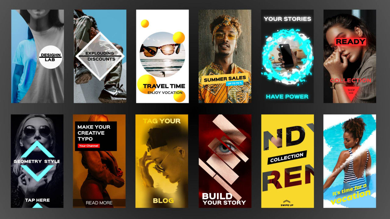 时尚 Instagram分屏照片展示视频特效素材库精选AE模板