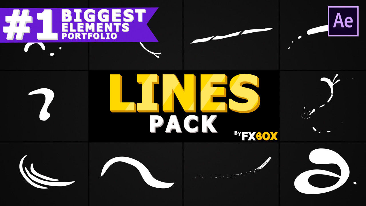 酷炫的2D卡通线AE形状图层素材