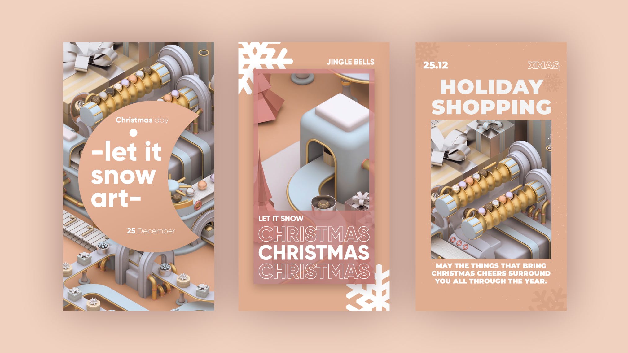 圣诞节3D建模工厂场景背景品牌故事/促销广告模板 Christmas Stories插图(8)