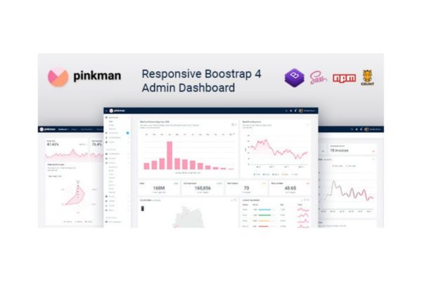 Bootstrap架构网站管理系统模板素材库精选下载 Pinkman – Bootstrap 4 Admin Dashboard Template