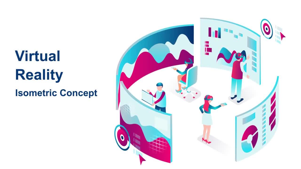 3D等距概念信息图形场景素材库精选AE模板