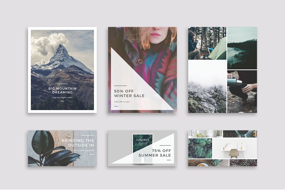 社交媒体风景类贴图模板素材库精选 J U N I P E R Social Media BUNDLE插图(5)