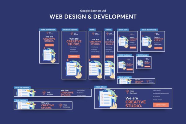 网站设计/开发服务商广告Banner设计套装v1 Web Design &amp; Development Services Banners Ad