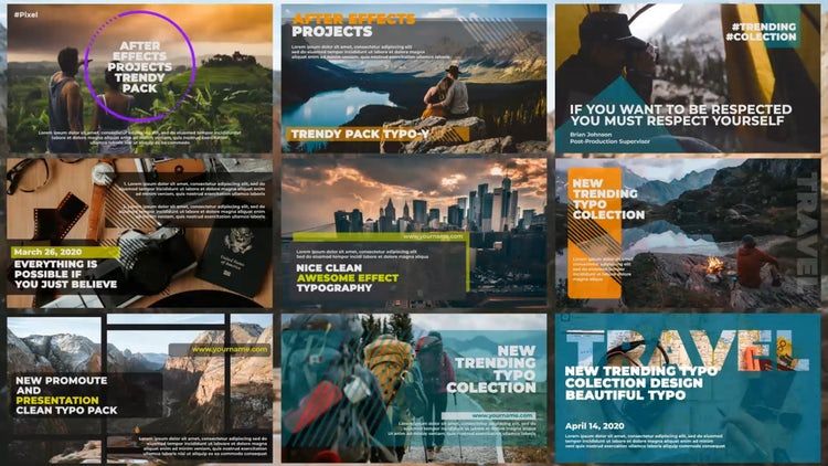 9个干净创意的全屏标题动画素材库精选AE模板