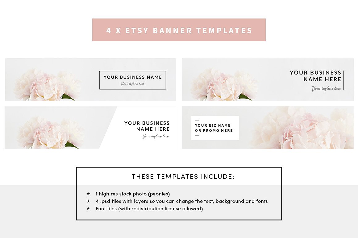 超级简约风网站社交媒体Banner模板 Shop banner templates x 4插图