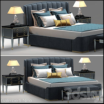 经典欧式双人床和枕头台灯床头柜素材之家精选3D模型