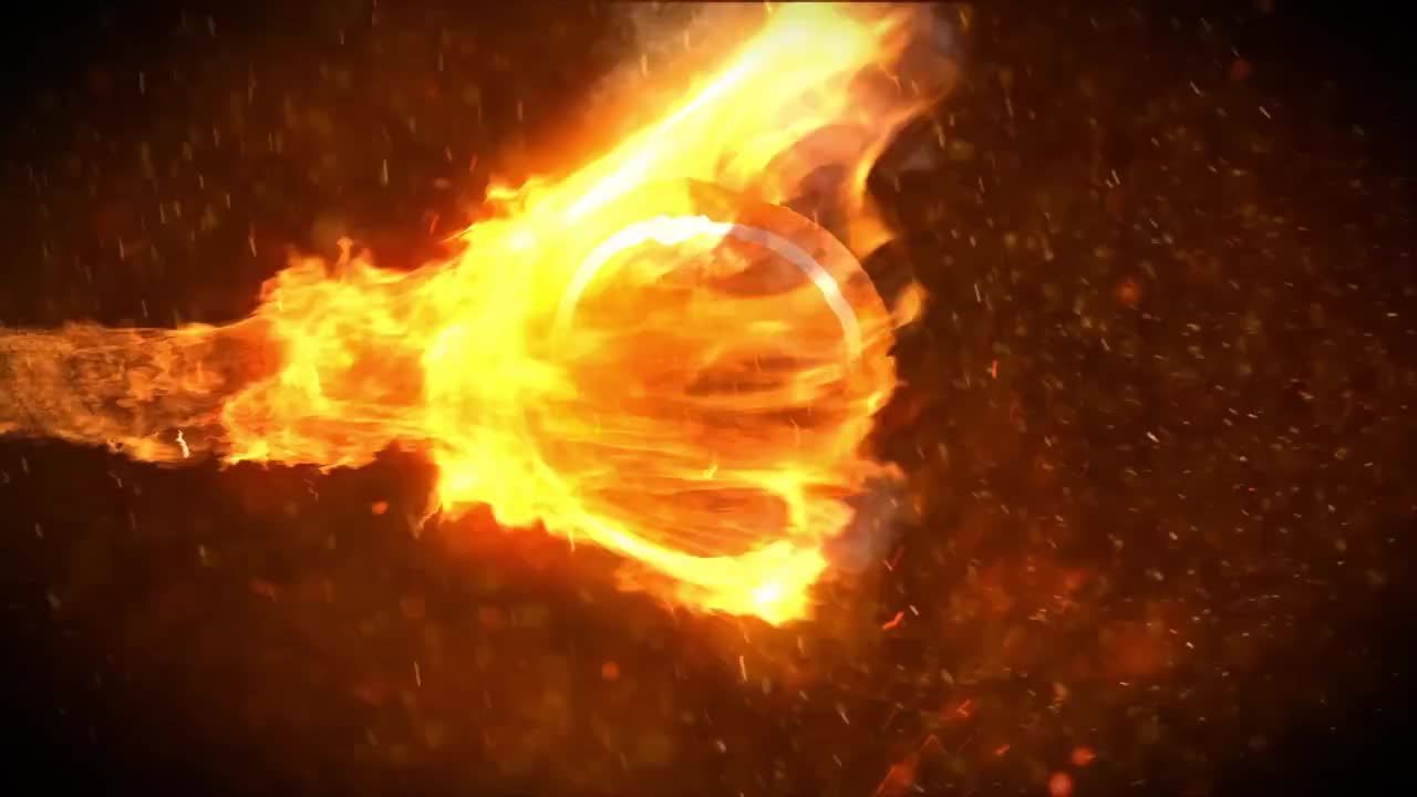 动态动画电影火焰徽标显示素材库精选AE模板