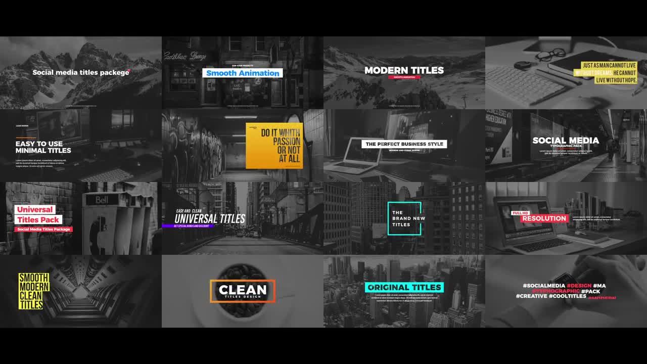 16个动画下三分之一社交媒体标题素材库精选AE模板素材