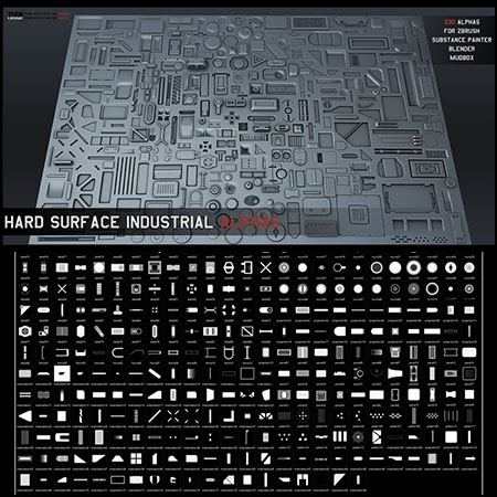 320款工业硬表面ZBrush笔刷Alpha