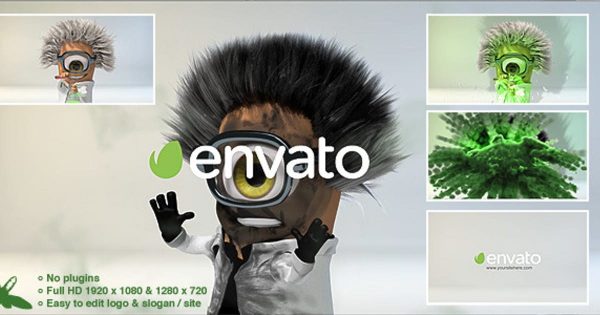 疯狂科学家3D动画logo演示素材库精选AE模板 Mad Scientist Logo