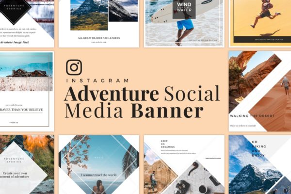 Instagram/Facebook/新浪微博社交媒体贴图模板素材库精选 Adventure Social Media Banner