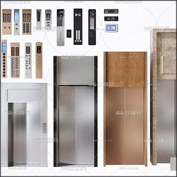 现代电梯门电梯按钮显示板素材之家精选3D模型