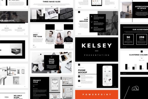 创意产业服务介绍 PPT 模板 Kelsey – PowerPoint Presentation