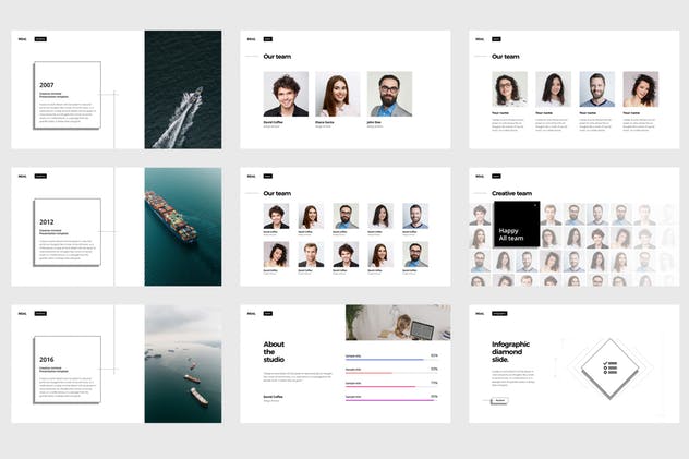 极简主义简约创意企业PPT模板素材 MINI Powerpoint Template插图(8)