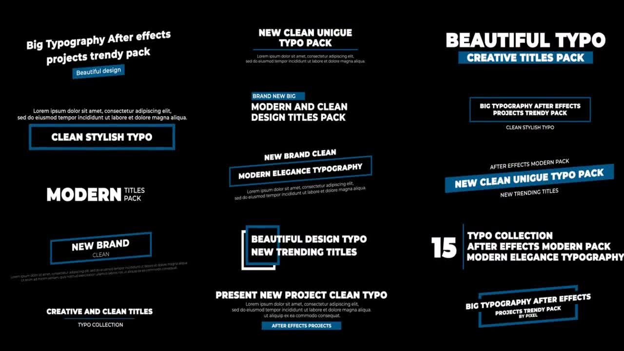 15个现代设计和专业动画的全屏标题素材库精选AE模板