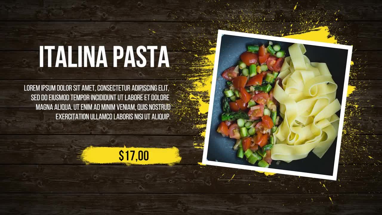 食物菜单幻灯片动画素材库推荐PR模板