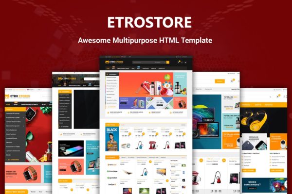 Bootstrap架构响应式多用途网上商城HTML5模板素材库精选 EtroStore – Responsive Multi-Purpose HTML Template