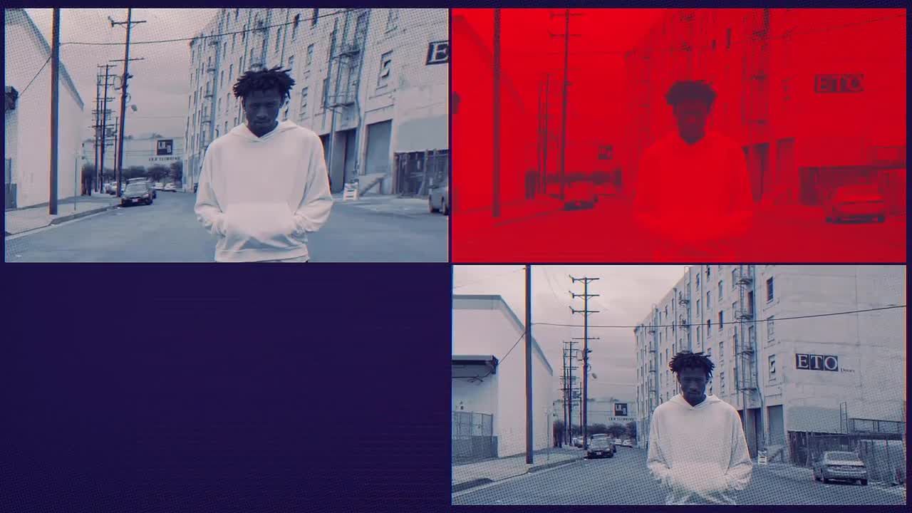 嘻哈风格街舞宣传视频动态故障特效分屏展示素材库精选AE模板