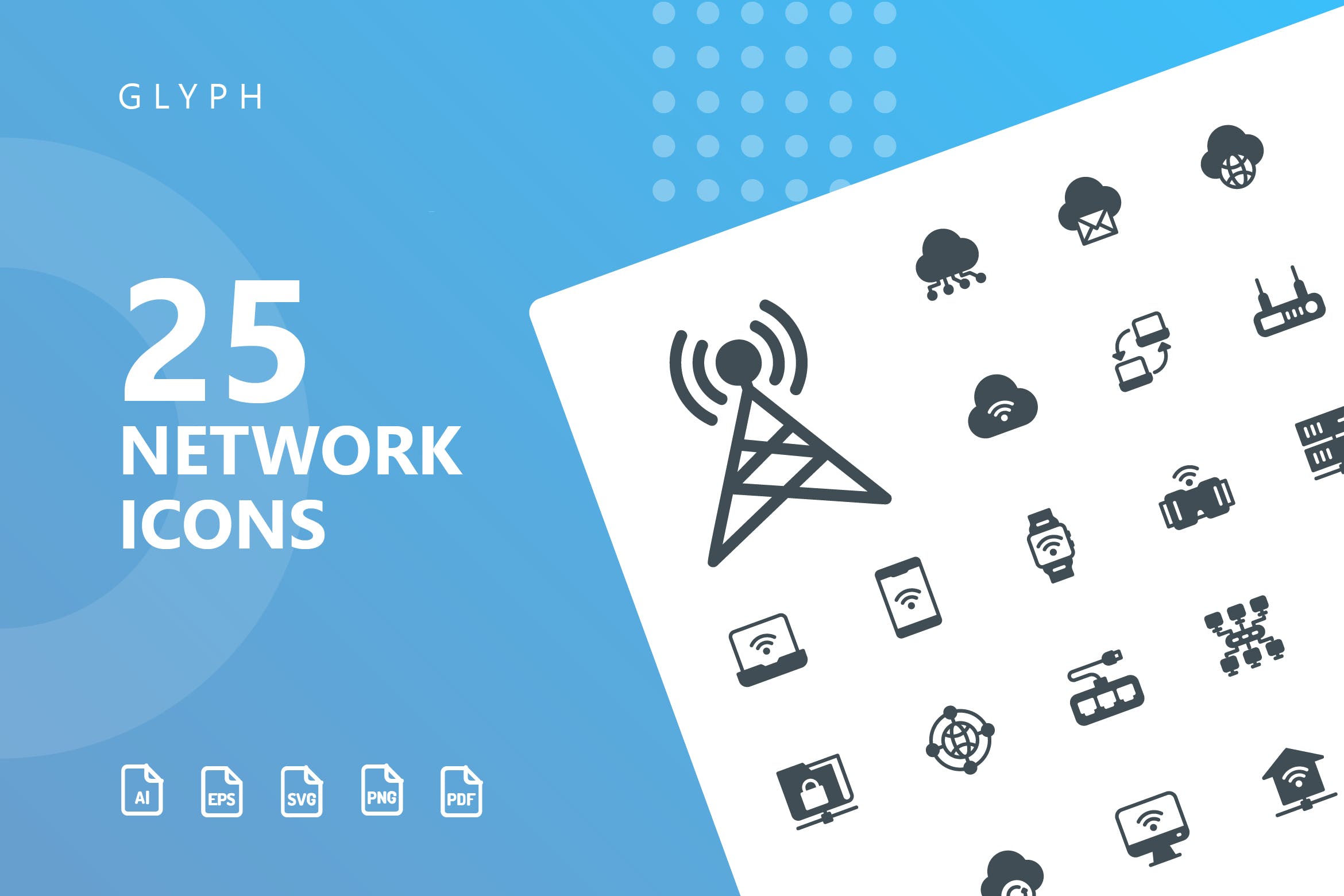网络科技主题矢量字体素材库精选图标 Network Glyph Icons插图